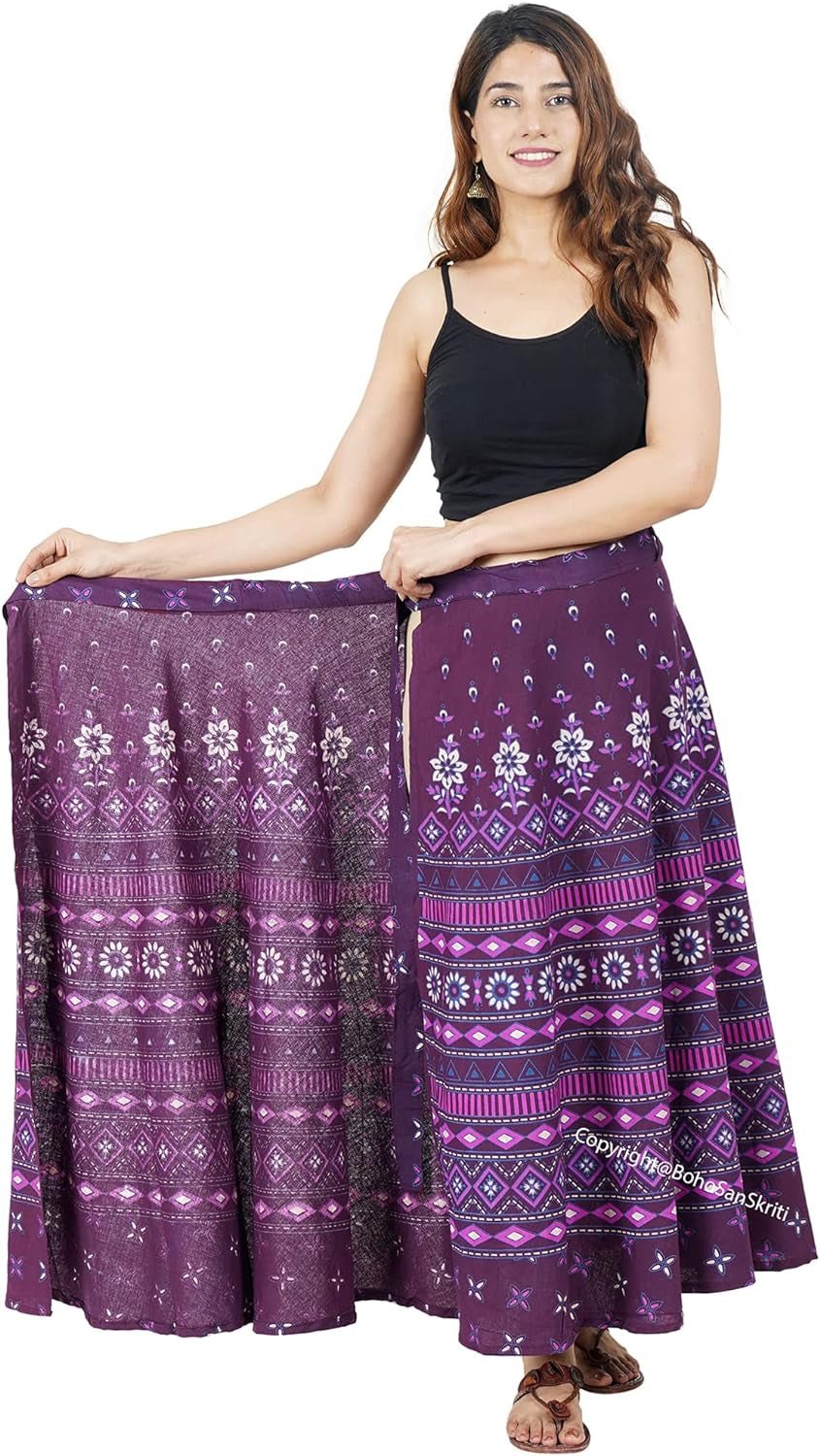 Indian Cotton WRAP around Skirts for Women Girls WEAR Boho Hippie Magic Skirt