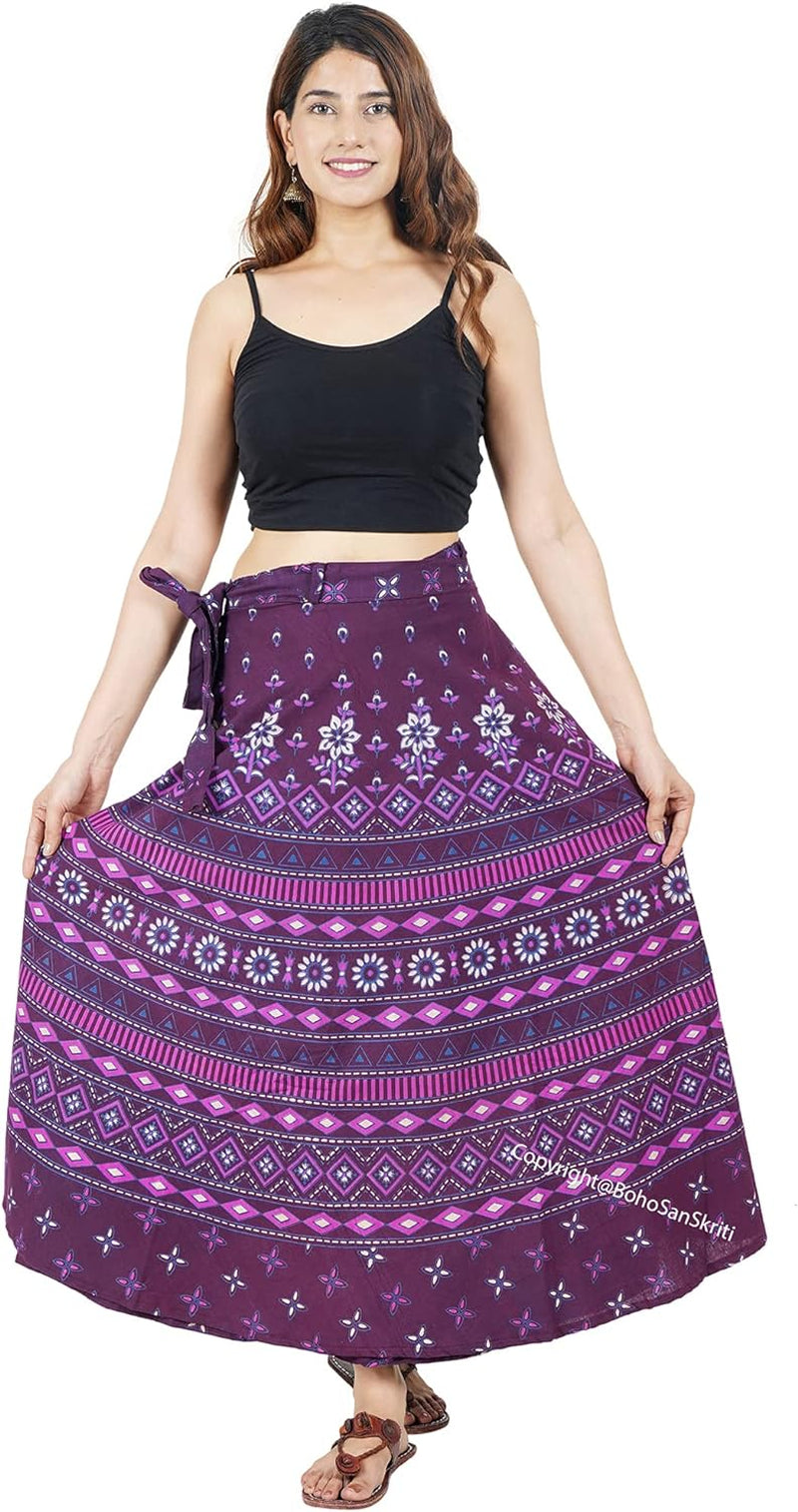 Indian Cotton WRAP around Skirts for Women Girls WEAR Boho Hippie Magic Skirt